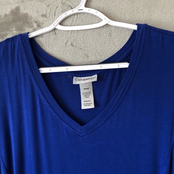 Catherines Women Maxi Dress size 1XWP Sleeveless V-Neck Blue Jersey knit Summer - Picture 5 of 16